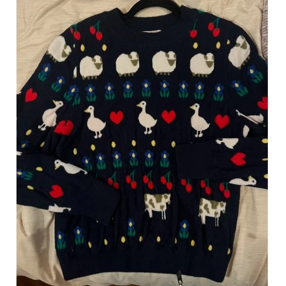 HVN Diana Fuzzy Brushed Intarsia Knit Animal Stripe Sweater - Picture 5 of 15